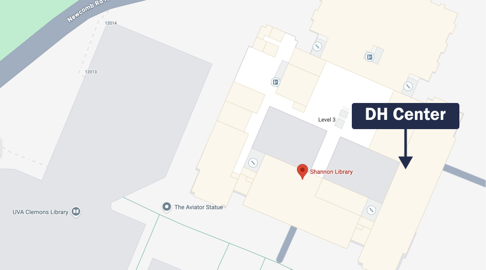DH Center is located on the third floor of Shannon Library on the East Wing side