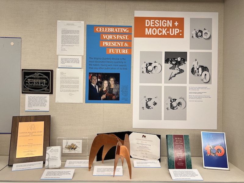 The exhibition then features notable examples of copy editing, fact-checking, editing, proofs, printing, mock-up, design, and publication.