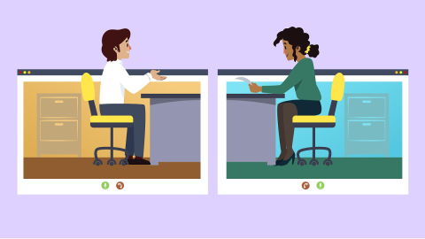 Thumbnail graphic of a person being trained to use a software on a computer